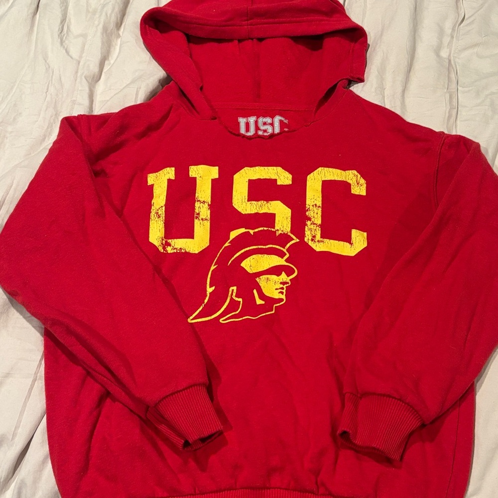 Red Hooded Sweatshirt with Yellow Logo - Kids